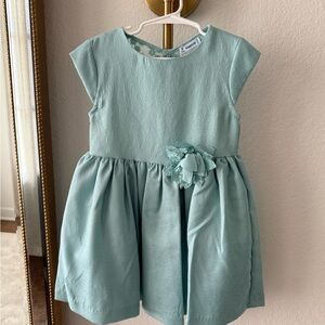 Bonnie Jean Aqua Kids Dress with Floral Detail